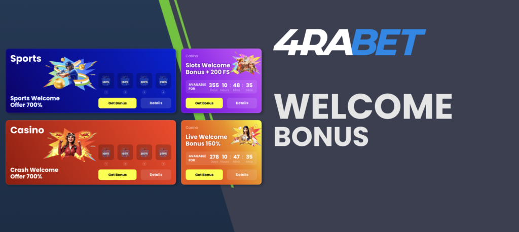 4rabet Welcome Bonuses