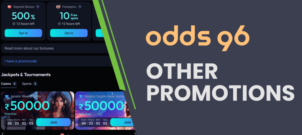 Additional bonus offers from Odds96