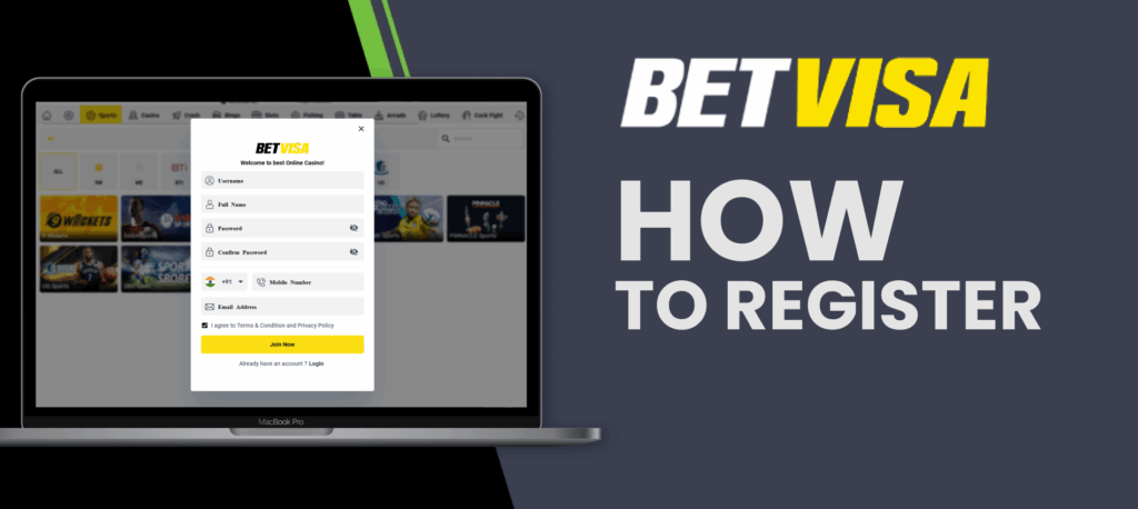 Registration process on the BetVisa website