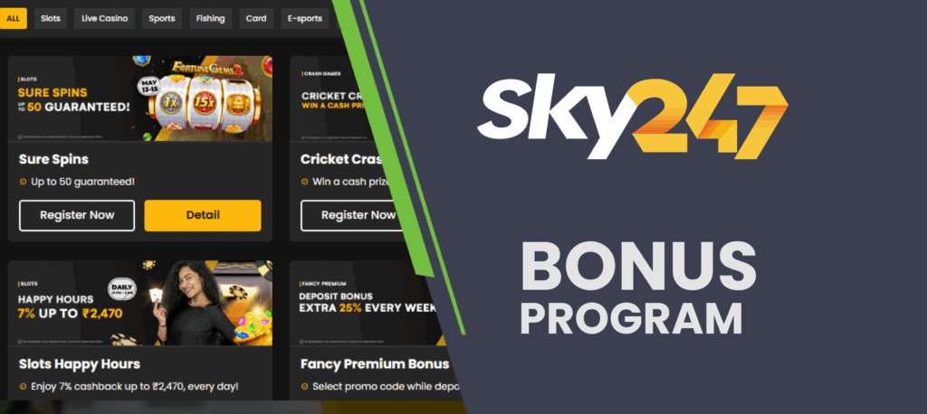 Great Bonuses from Sky247 for Indian Players